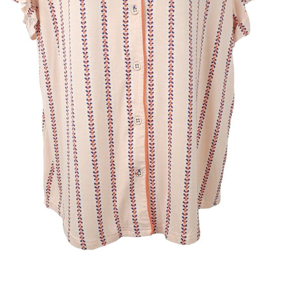 Matilda Jane Button Front Striped Pajama Top Womens Size L Ruffle Sleeve Pink - Picture 8 of 11